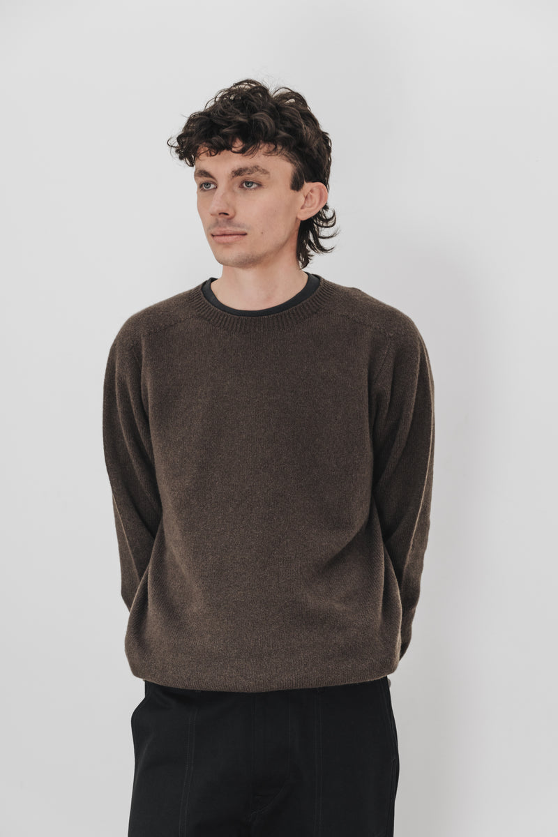 CASHMERE BASE CREW NECK - Coffee