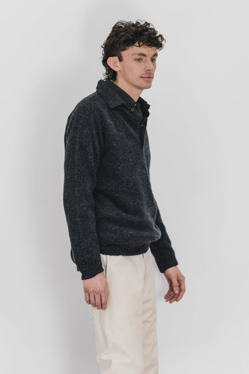 CLEAN WOOL POLO - Anthracite