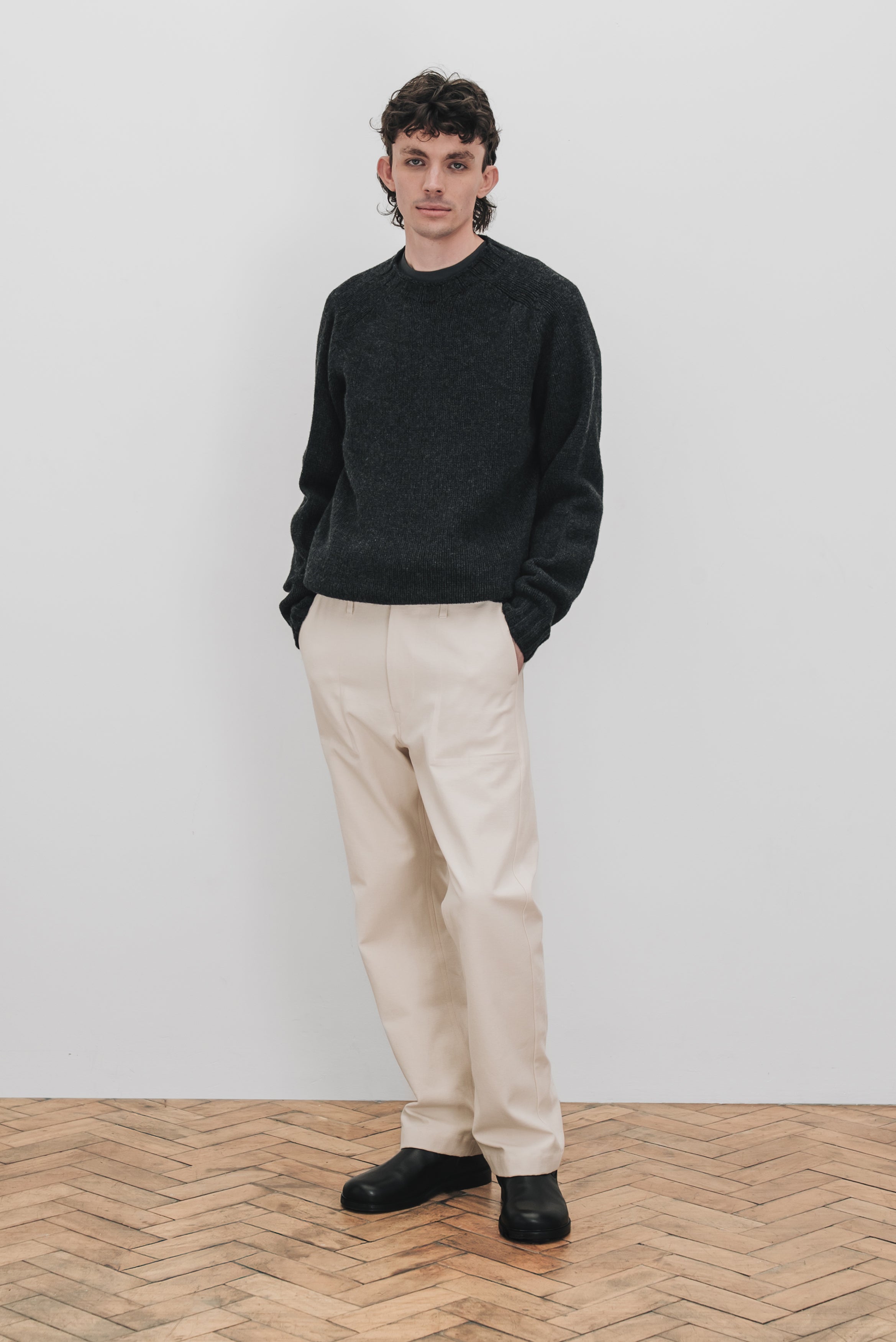 REFINED WORK TROUSERS - Cotton twill (Stone)