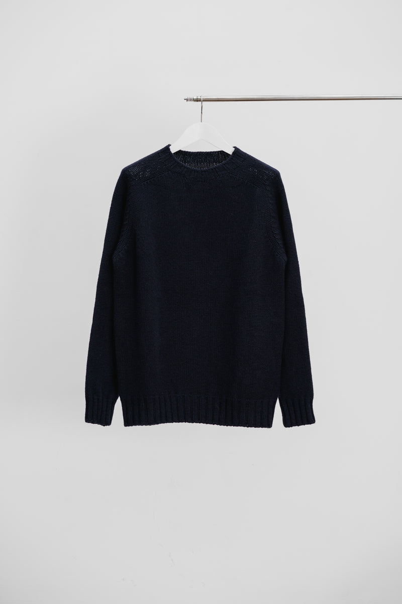CHUNKY LAMBSWOOL CREW NECK - Navy