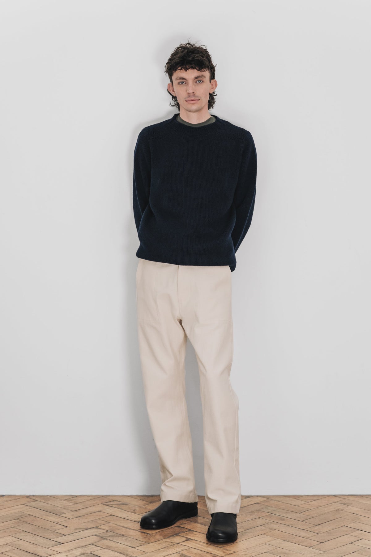 CHUNKY LAMBSWOOL CREW NECK - Navy