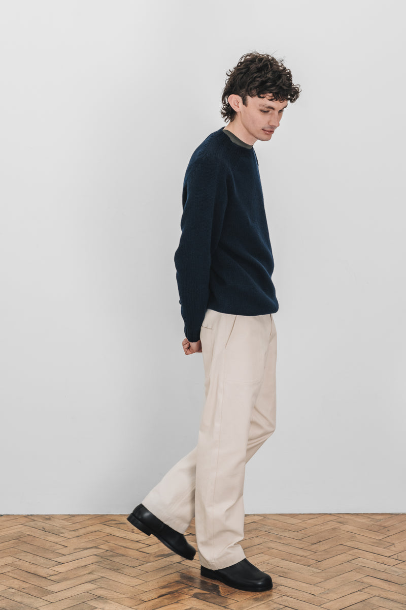 CHUNKY LAMBSWOOL CREW NECK - Navy