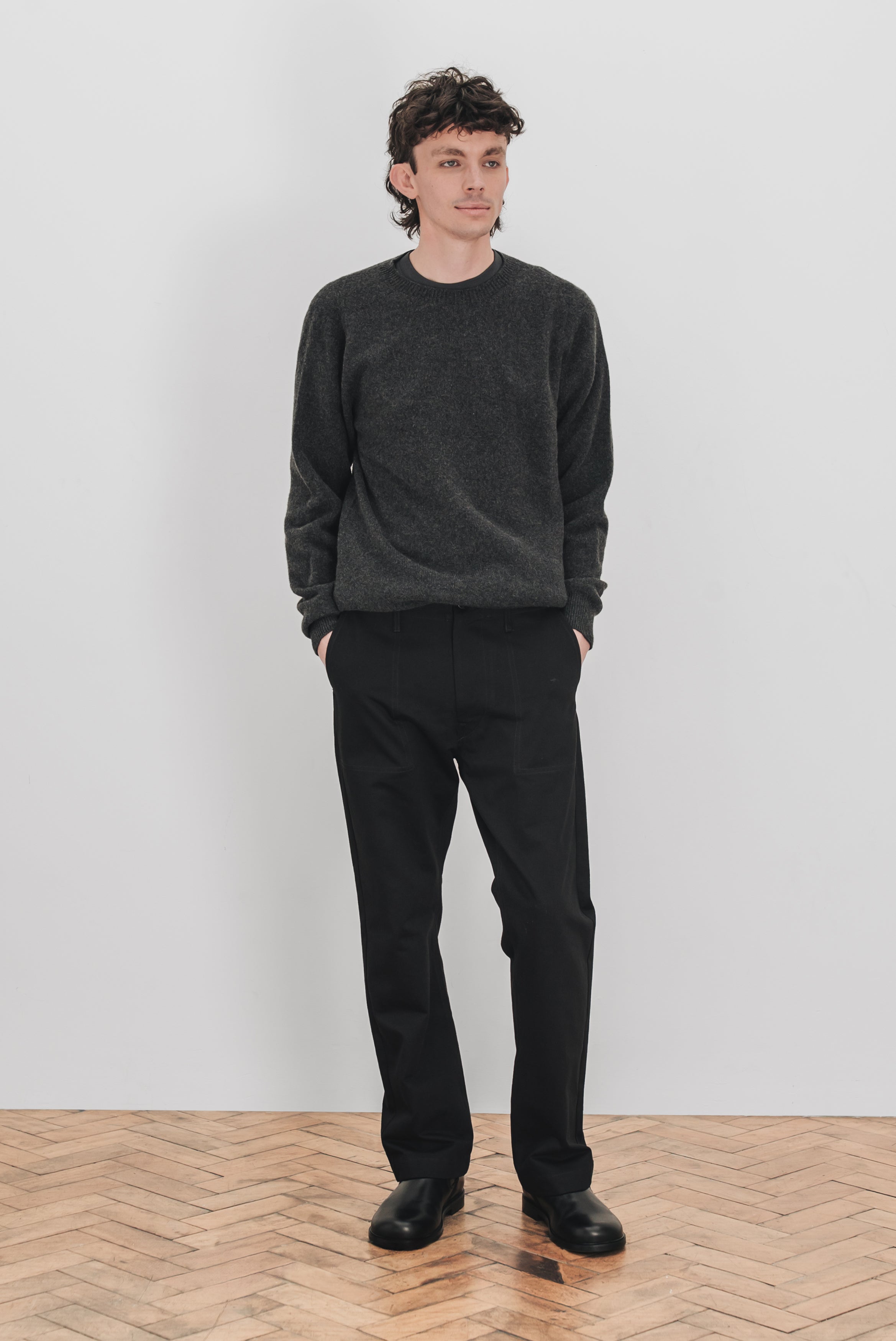 REFINED WORK TROUSERS - Cotton twill (Black)