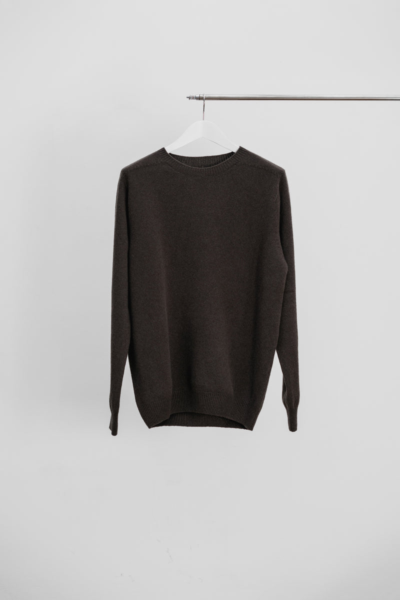 CASHMERE BASE CREW NECK - Coffee